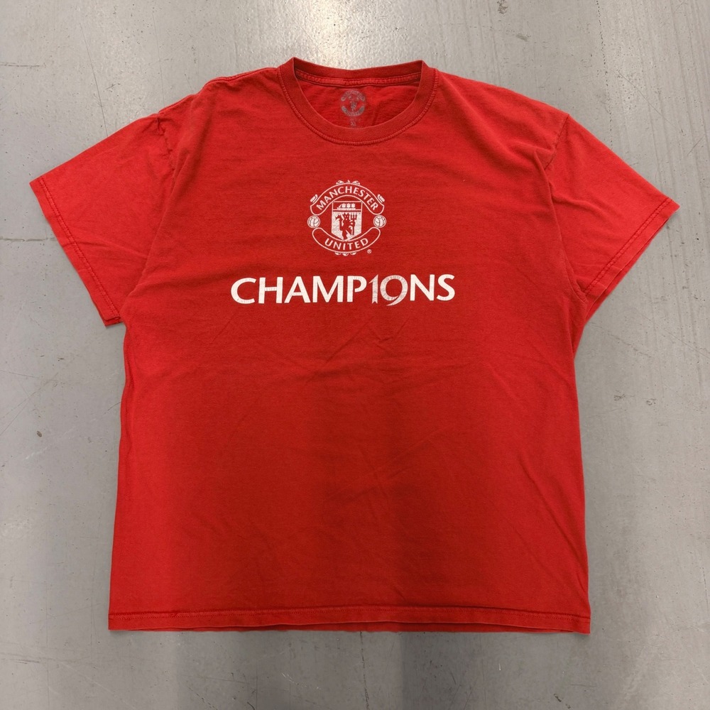 Manchester‎ United Champions 19 Graphic T-Shirt Mens XL Red Short Sleeve Soccer